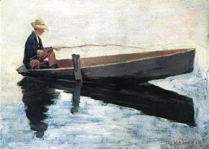 Theodore Robinson - Boy in a Boat Fishing