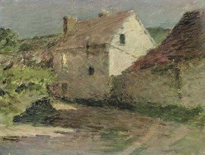 Theodore Robinson - Moonlit Farmhouse
