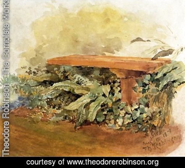 Theodore Robinson - Garden Bench With Ferns