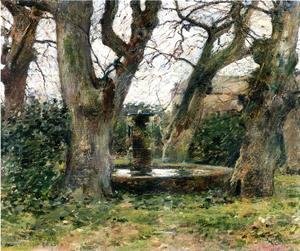 Theodore Robinson - Italian Landscape With A Fountain