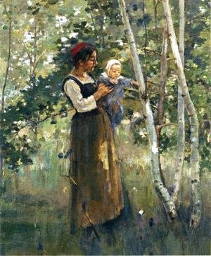 Theodore Robinson - Mother And Child By The Hearth