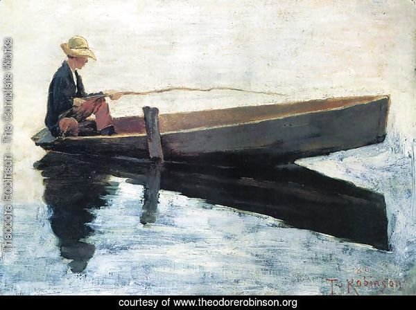 Boy in a Boat Fishing