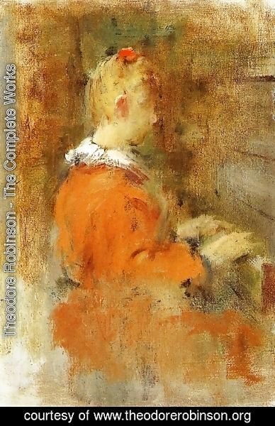 Theodore Robinson - Girl in Red at the Piano