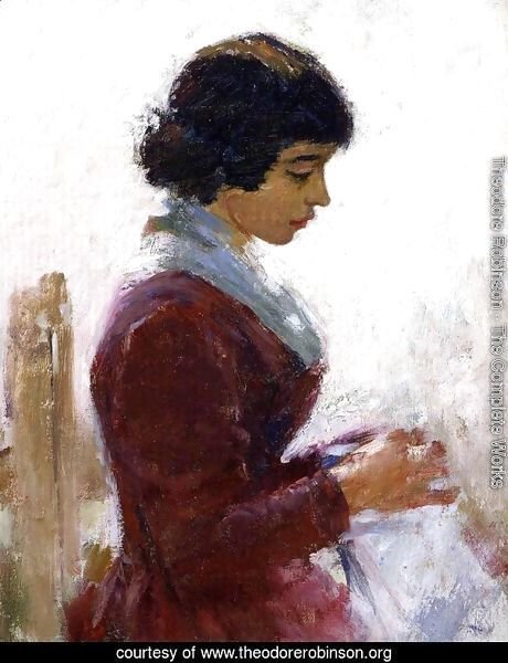 Girl In Red  Sewing