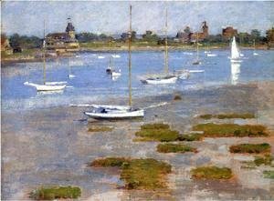 Theodore Robinson - Low Tide  The Riverside Yacht Club