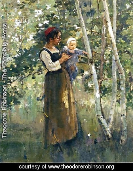 Theodore Robinson - Mother And Child By The Hearth