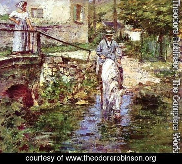 Theodore Robinson - Pere Trognon And His Daughter At The Bridge